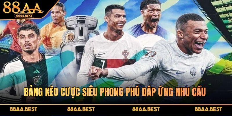 Bảng kèo cược siêu phong phú đáp ứng nhu cầu trong mọi giải